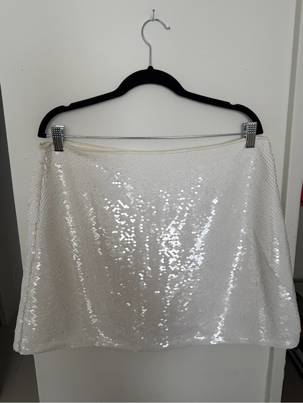 Abercrombie & Fitch White Sequin Mini Skirt
